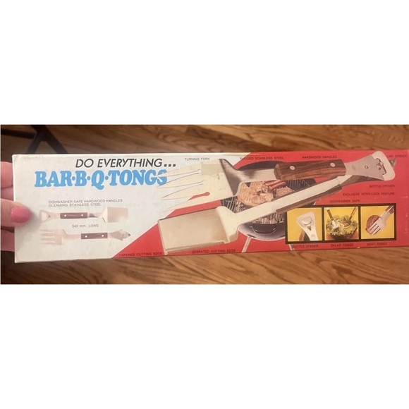 Other - Do Everything Bar-B-Q Tongs with Wooden Handle